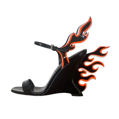 prada black flame heels|Prada flame heels orange.